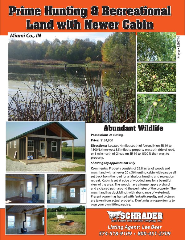 Listing brochure cover - Prime Hunting and Recreation Land with Newer Cabin