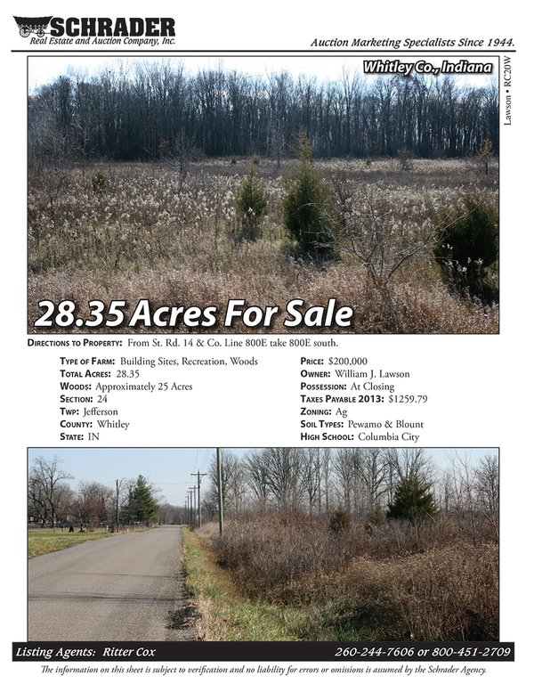 Listing brochure cover - Building Sites, Recreation, Woods 
