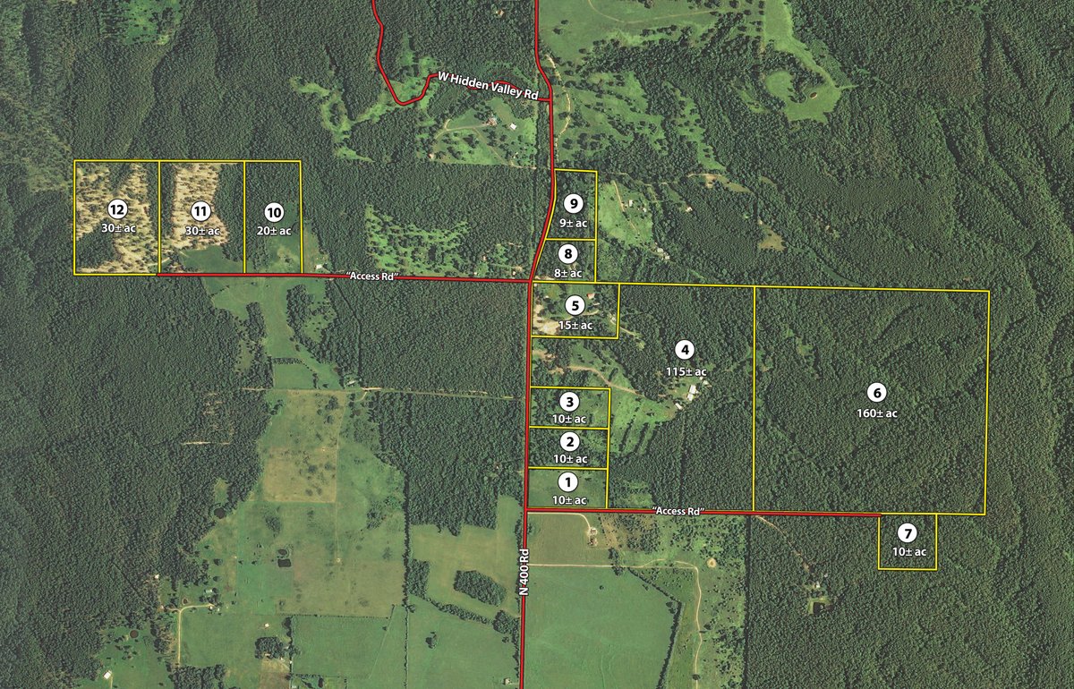 Tract map - OKLAHOMA LAND & REAL ESTATE AUCTION, 438 +/- Acres offered in 13 Tracts