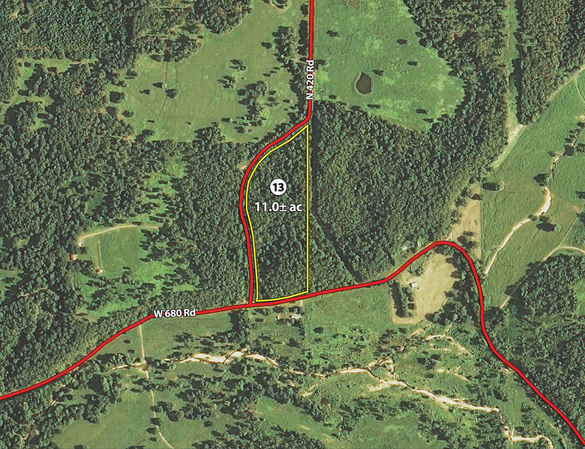Tract map - OKLAHOMA LAND & REAL ESTATE AUCTION, 438 +/- Acres offered in 13 Tracts