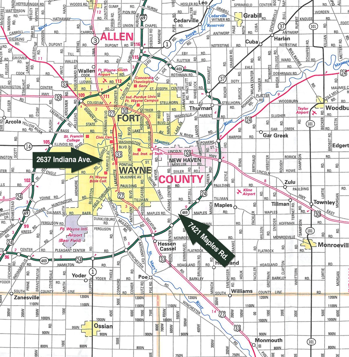 Area map - REAL ESTATE AUCTION! Grand Historic All Brick Home on 2.45 Acres!