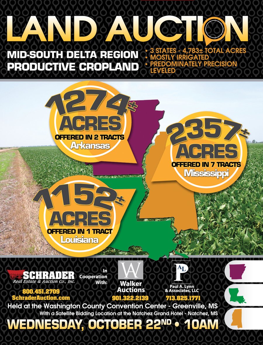 MID-DELTA REGION PRODUCTIVE CROPLAND AUCTION - 4,783+/- ACRES OFFERED IN 10 TRACTS