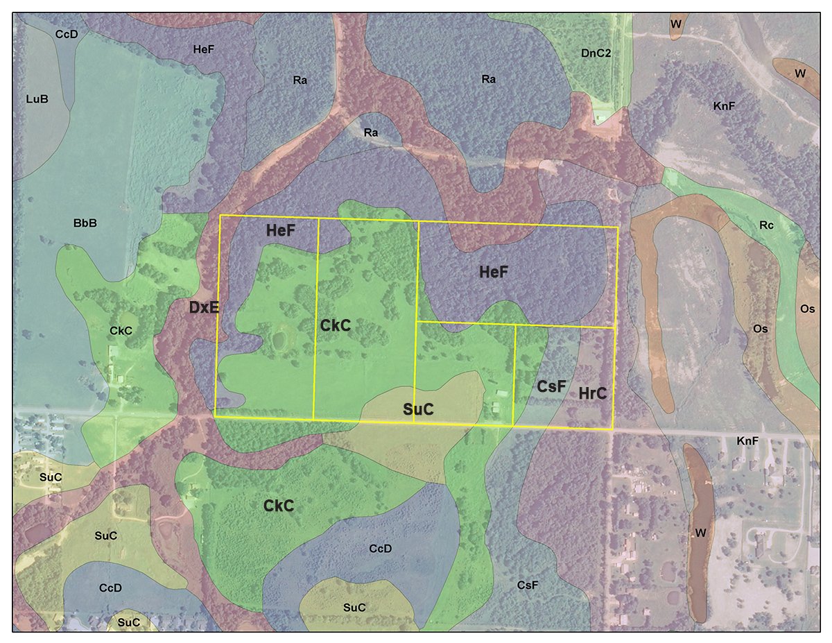 Soil map - LAND AUCTION, 80+/- Acres offered in 5 Tracts AUCTION CANCELLED, PROPERTY SOLD PRIOR TO AUCTION