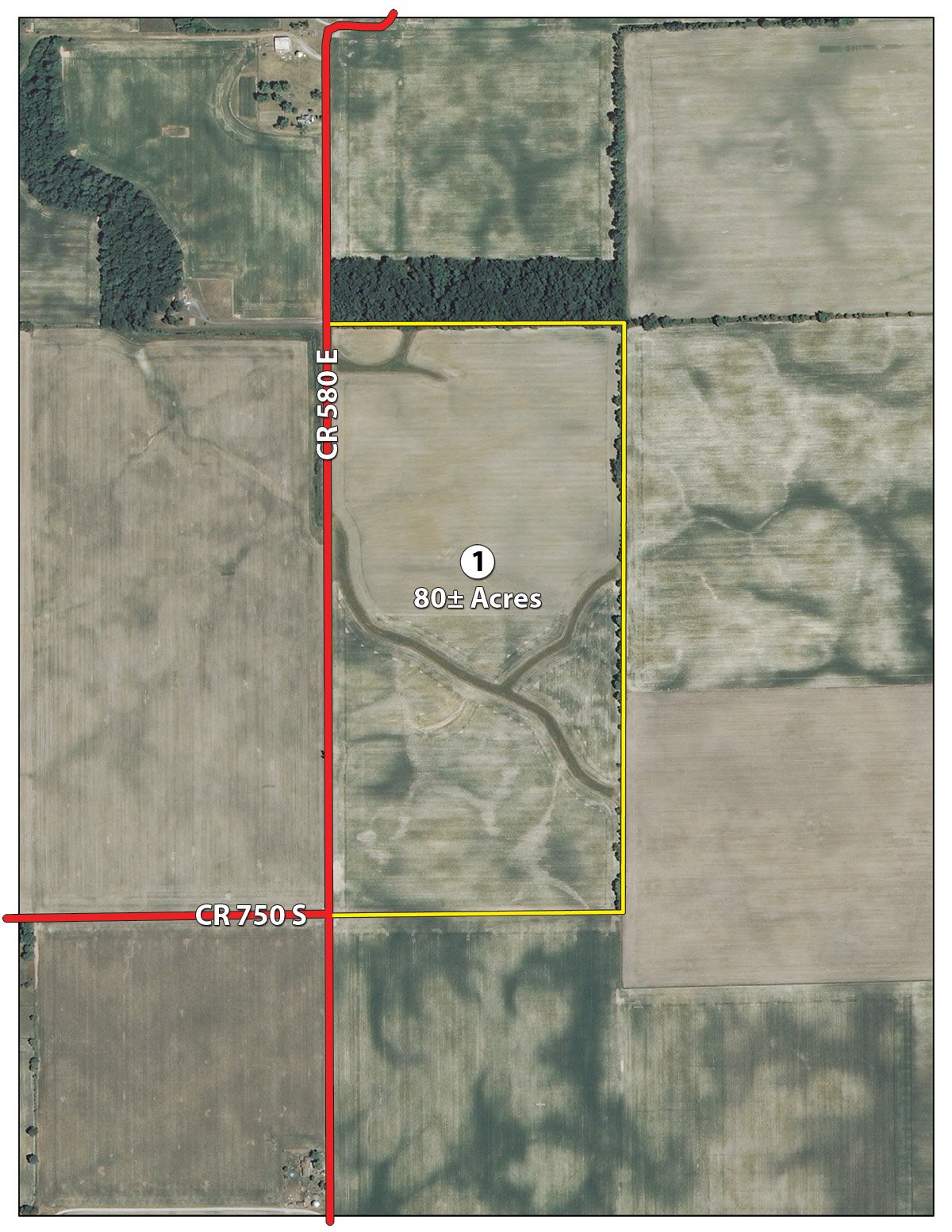 Tract map - LAND AUCTION, 80+/- Acres offered in 1 Tract