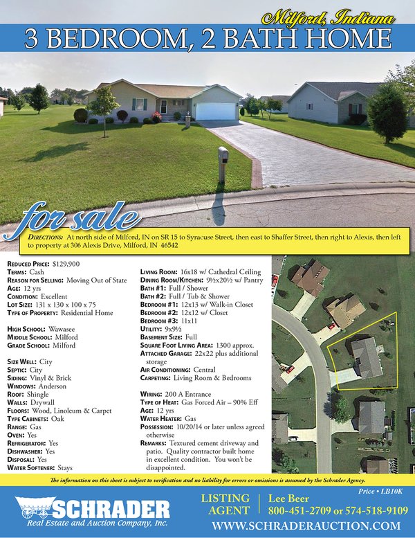 Listing brochure cover - 3 Bedroom 2 Bath Home