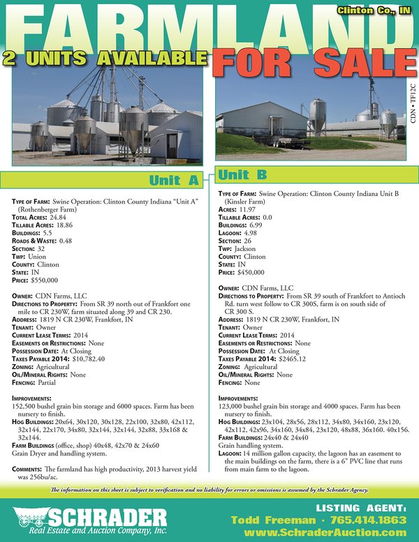 Listing brochure cover - Swine Operation "Unit B"