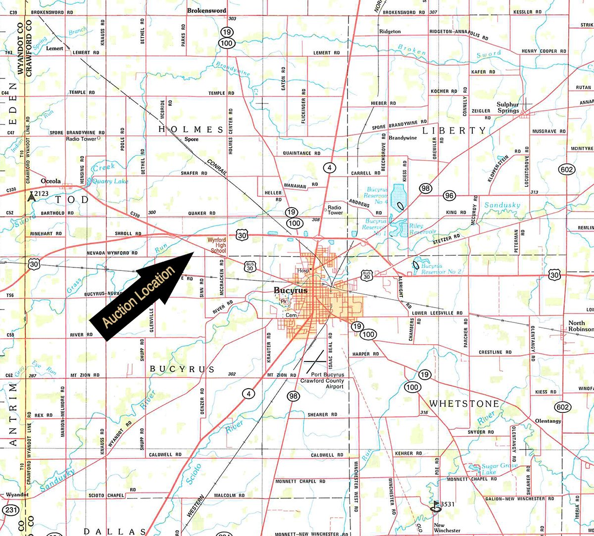 Area map - SURPLUS FARM & TRUCKING EQUIPMENT AUCTION IN CRAWFORD COUNTY