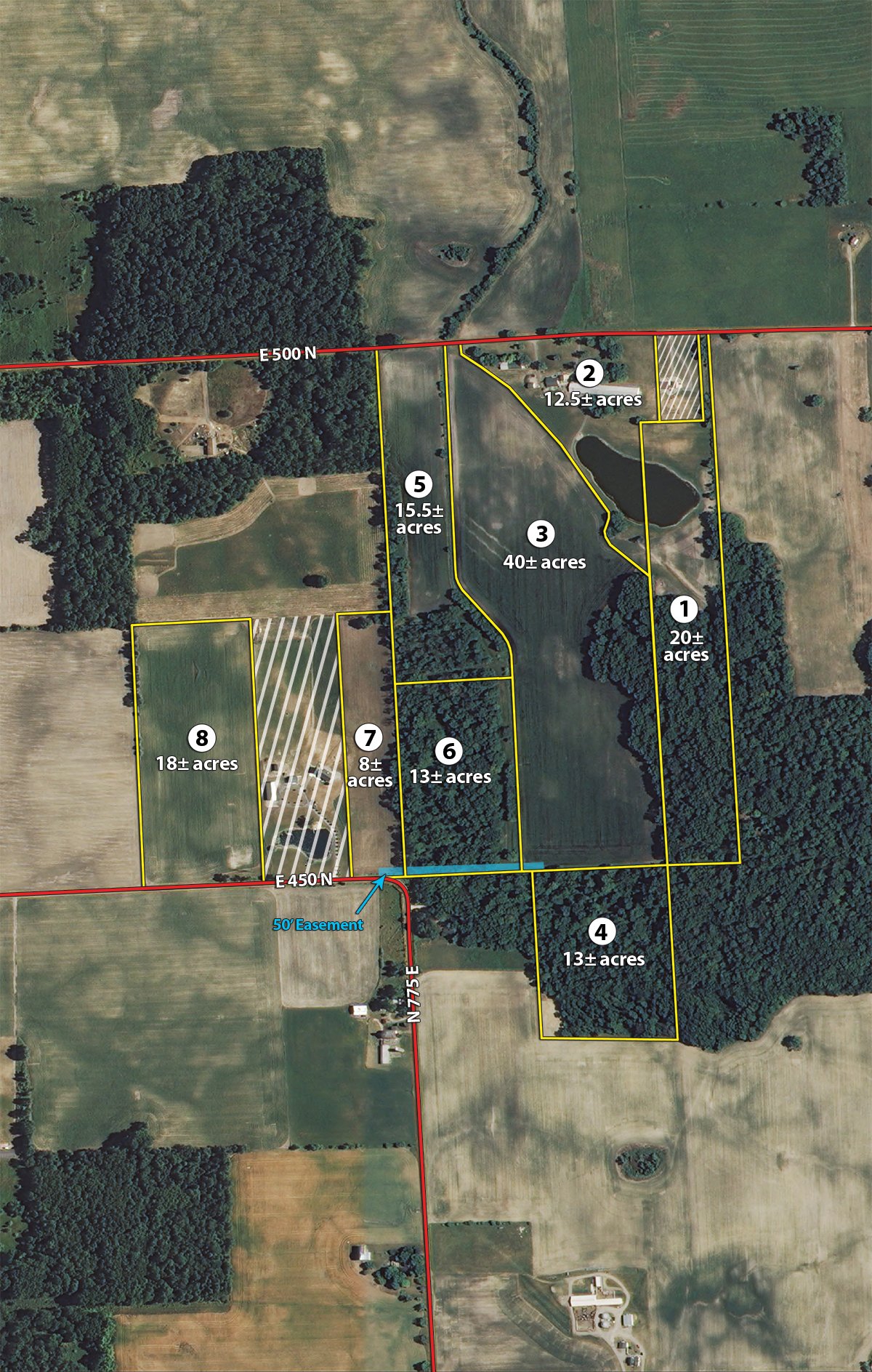 Tract map - REAL ESTATE & PERSONAL PROPERTY AUCTION, 140 Acres offered in 8 Tracts or Combinations in Steuben County