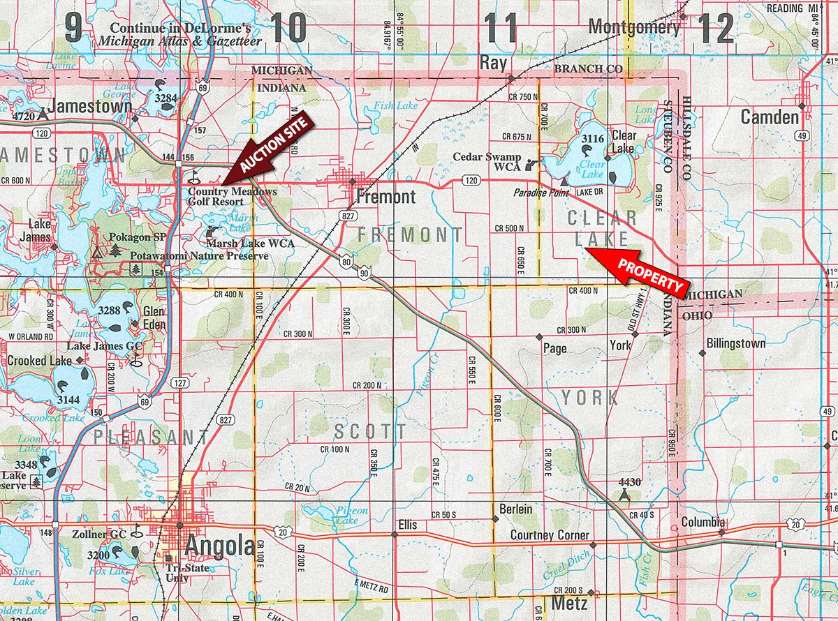 Area map - REAL ESTATE & PERSONAL PROPERTY AUCTION, 140 Acres offered in 8 Tracts or Combinations in Steuben County