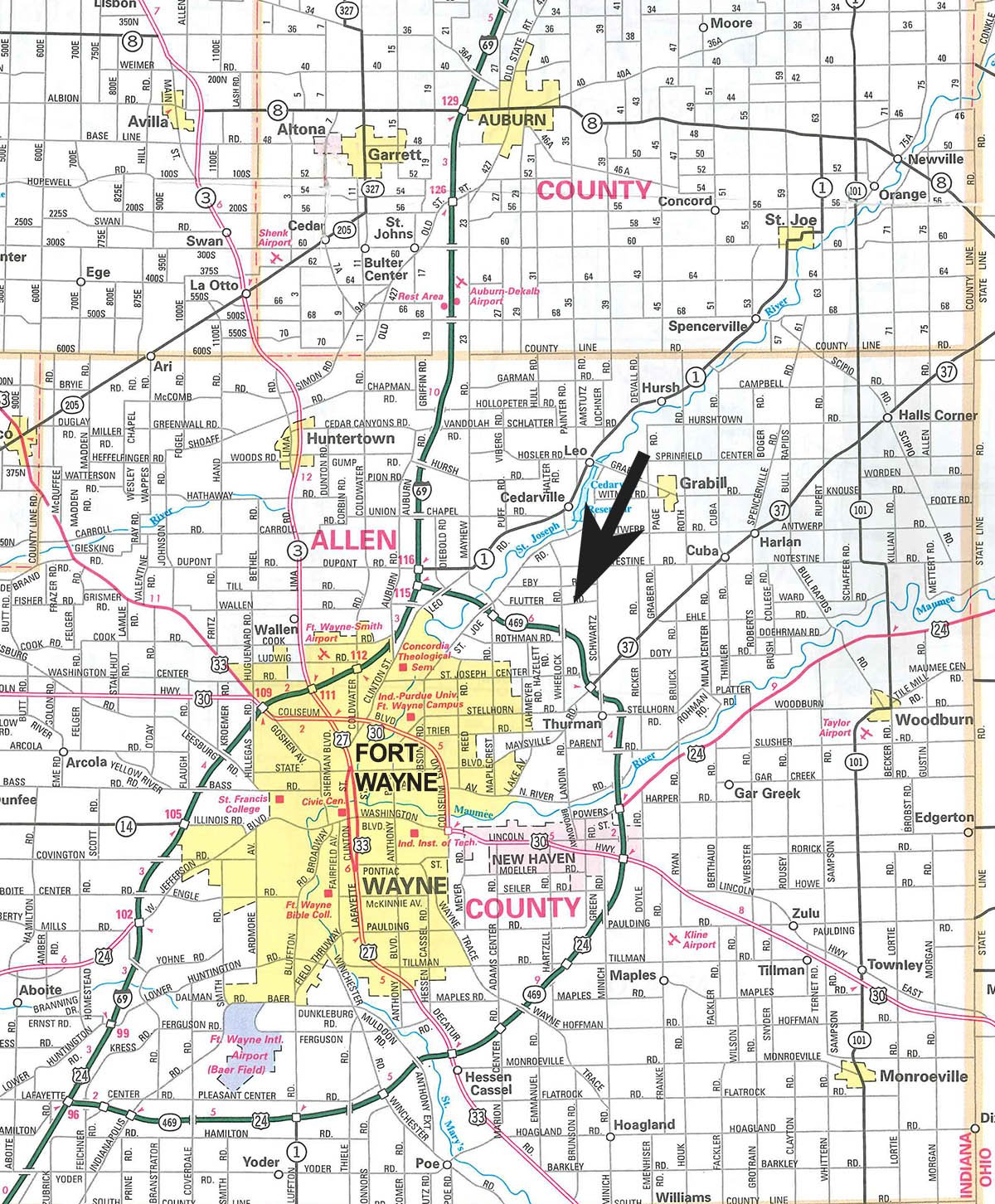 Area map - PERSONAL PROPERTY AUCTION in Allen County
