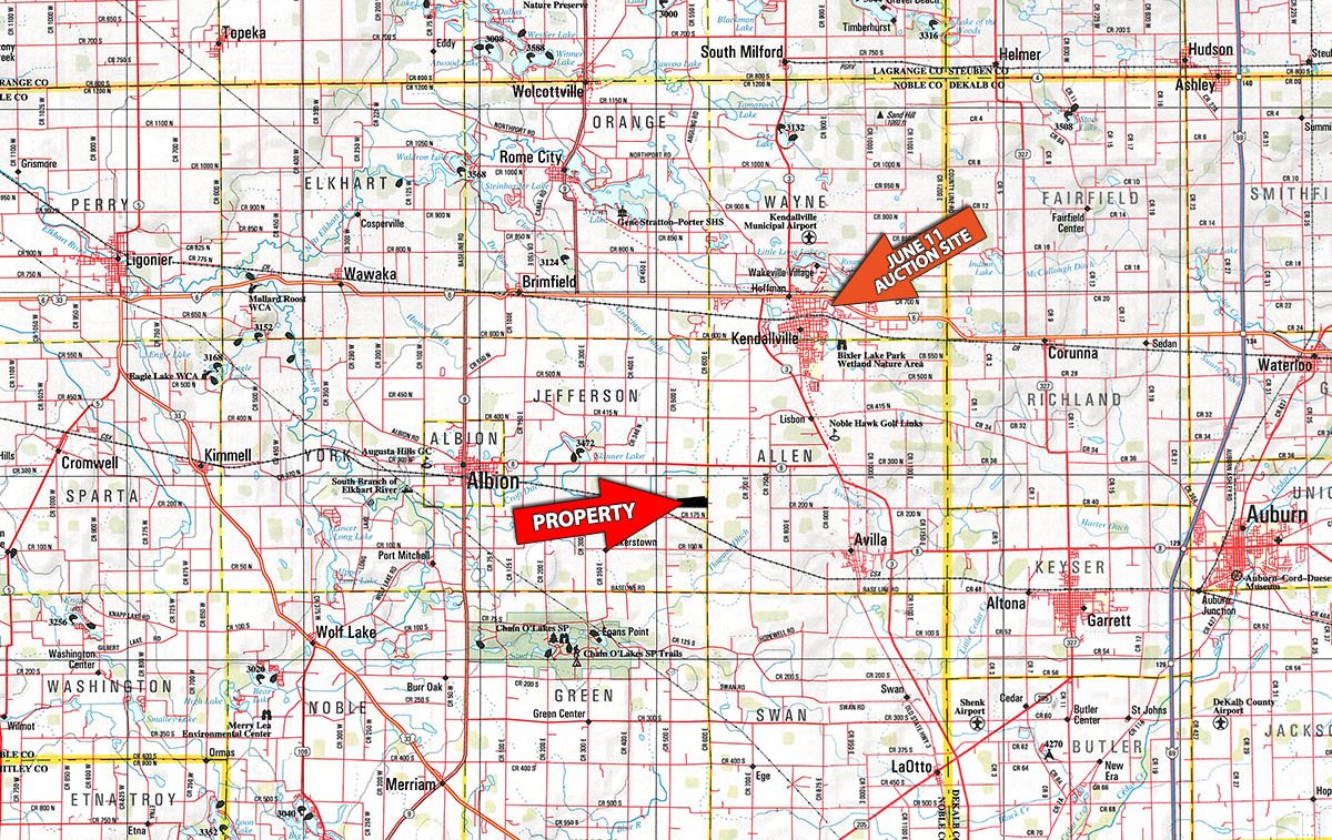 Area map - PERSONAL PROPERTY AUCTION in Noble County