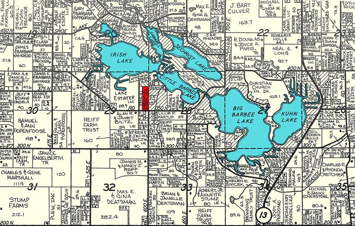 Area map - REAL ESTATE AUCTION - 16.9+/- Acres in 3 Tracts in Kosciusko County