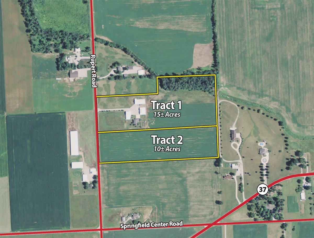 Tract map - REAL ESTATE AUCTION-25 ACRES OFFERED IN 2 TRACTS IN NE ALLEN COUNTY