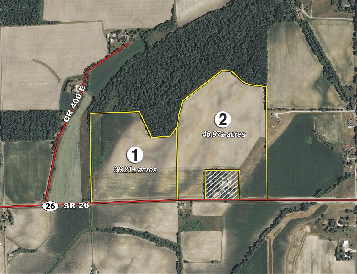 Tract map - LAND AUCTION, 83.18+/- Acres offered in 2 Tracts