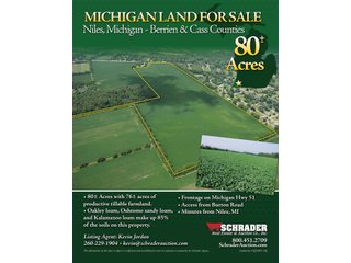 80+/- Acres with 76+/- acres of productive tillable farmland. - Productive Tillable Farmland