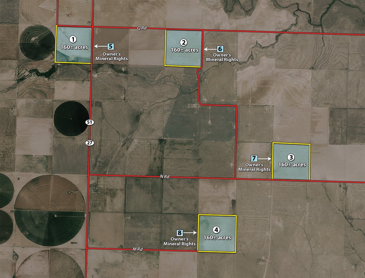 TRACTS 1-4 - REAL ESTATE & MINERAL AUCTION - 640+/- ACRES & PRODUCING MINERALS OFFERED IN 8 TRACTS IN MORTON COUNTY, KANSAS