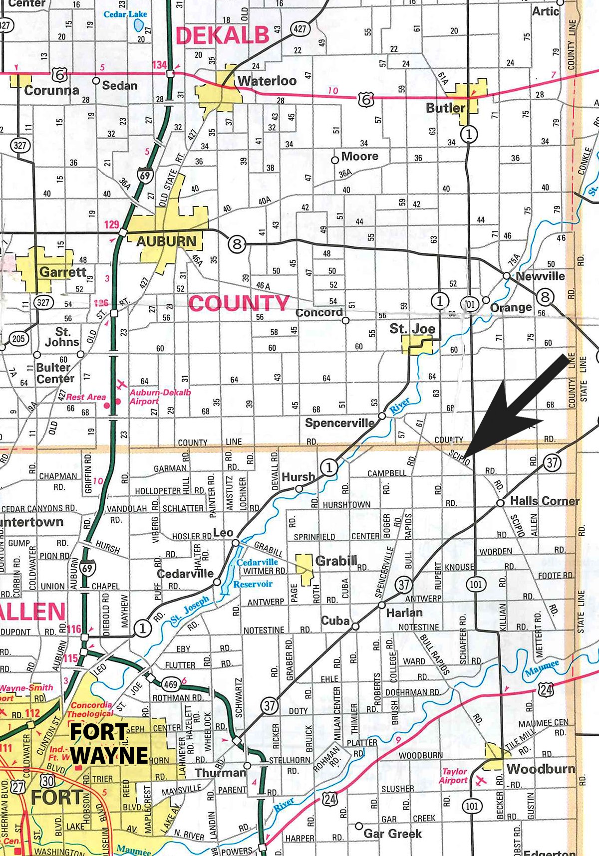 Area map - PERSONAL PROPERTY & REAL ESTATE AUCTION - 23.5+/- ACRES OFFERED IN 3 TRACTS OR COMBINATIONS IN EAST ALLEN COUNTY