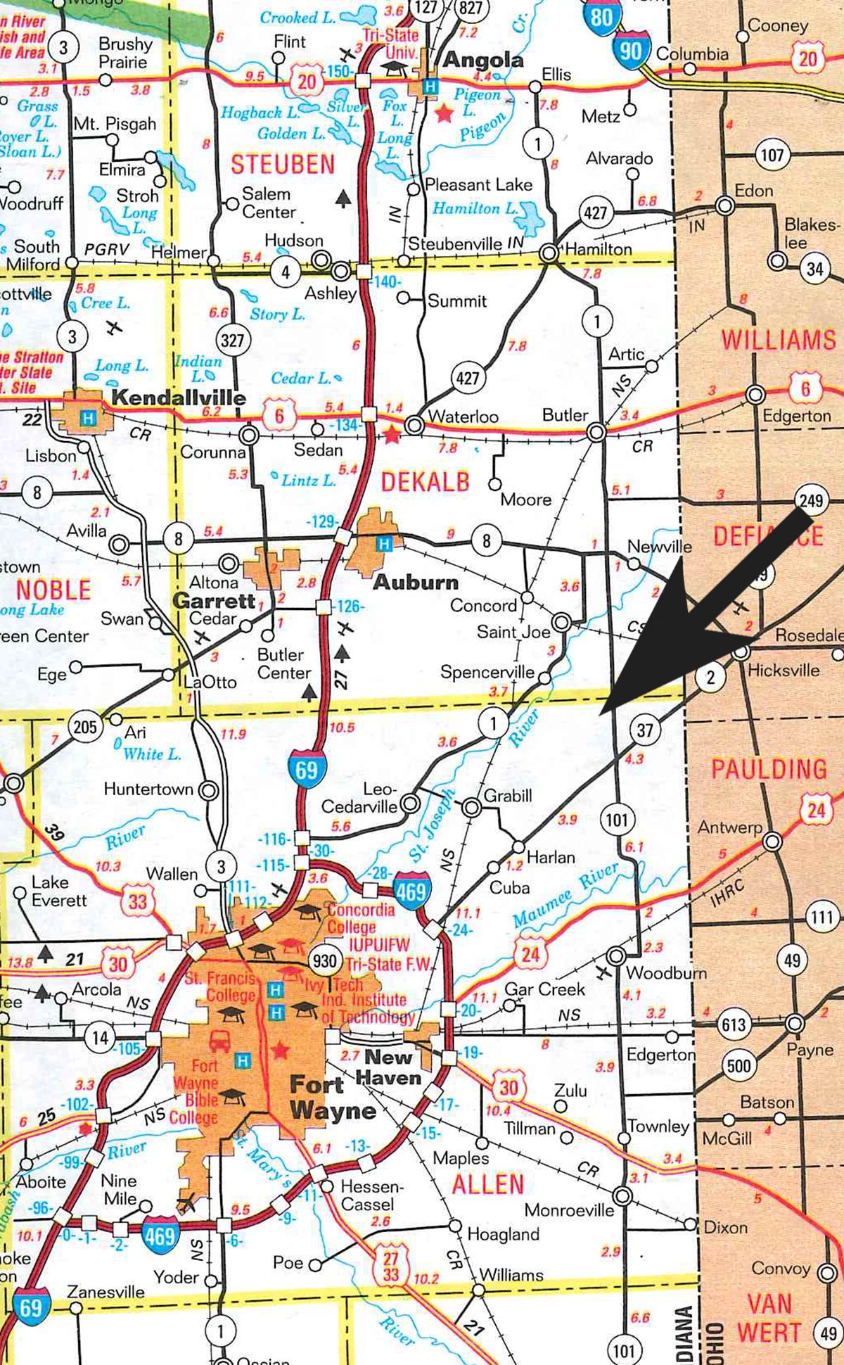 Area map - PERSONAL PROPERTY & REAL ESTATE AUCTION - 23.5+/- ACRES OFFERED IN 3 TRACTS OR COMBINATIONS IN EAST ALLEN COUNTY