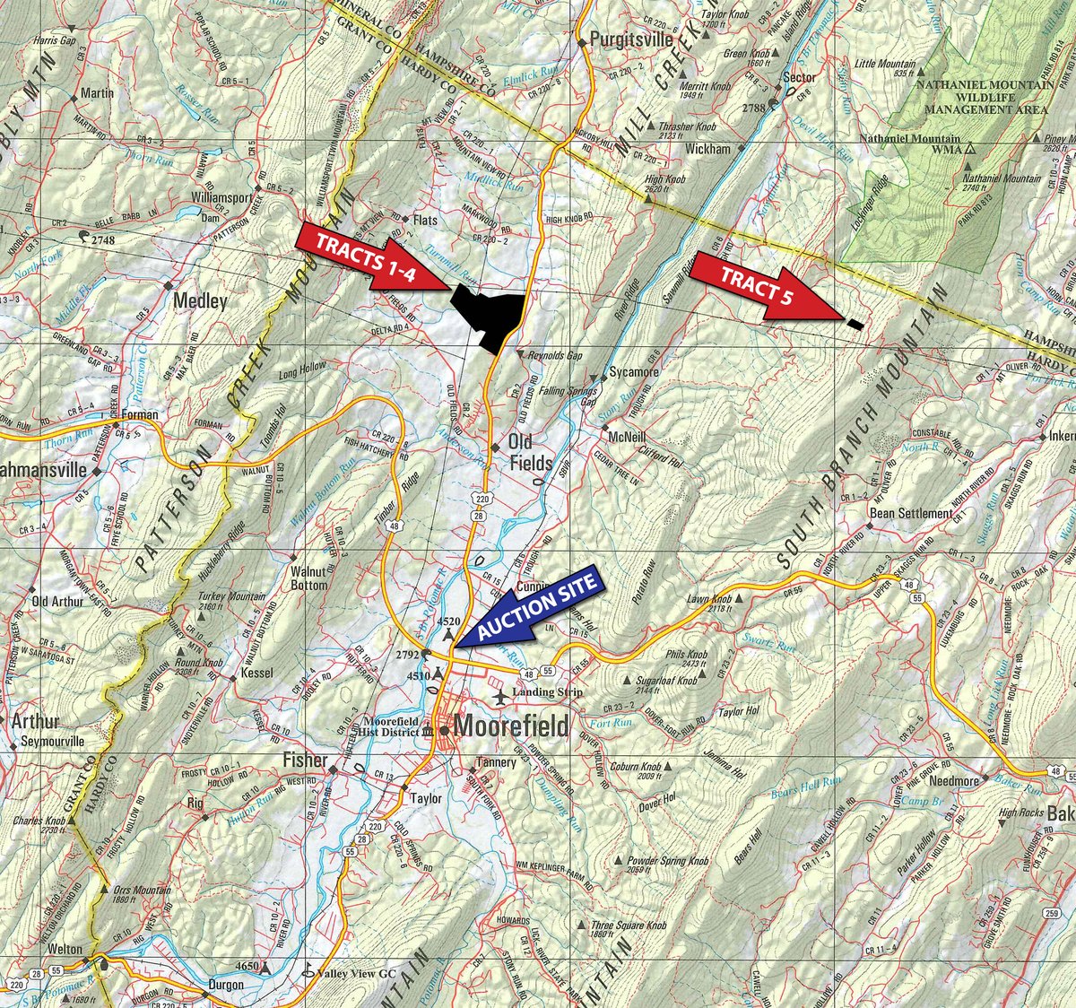 Hardy - LAND AUCTION - 533+/- ACRES OFFERED IN 5 TRACTS IN HARDY COUNTY, WEST VIRGINIA