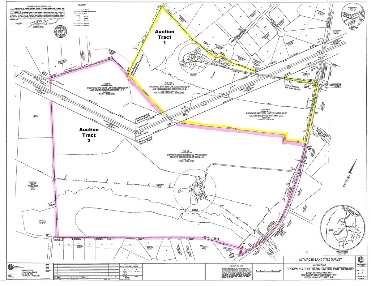TRACT 1 & 2 - ABSOLUTE REAL ESTATE AUCTION - 222.5+/- ACRES OFFERED IN 7 TRACTS IN FREDERICK CO., MD, LOUDOUN CO., VA & JEFFERSON CO., WV