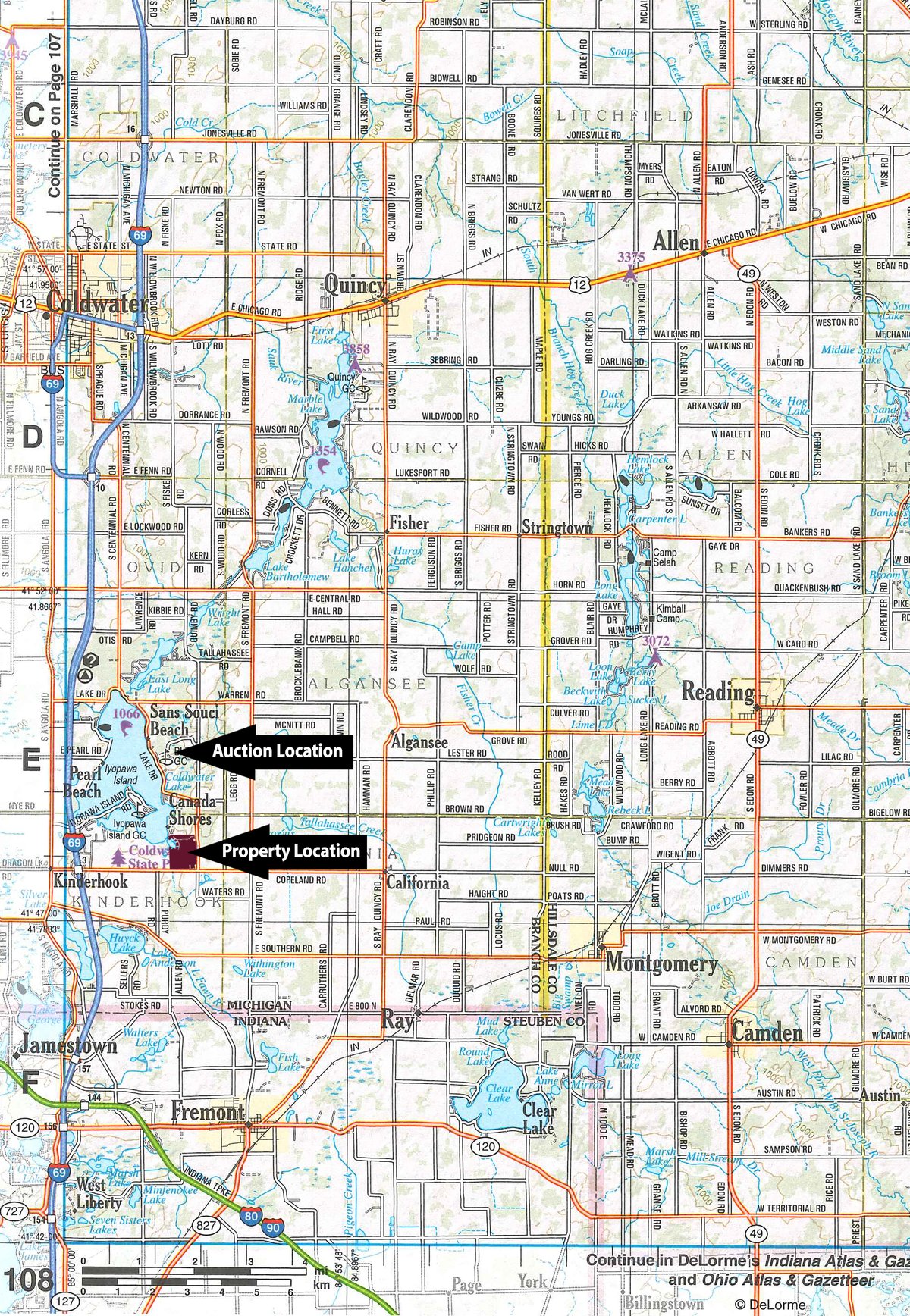 Area map - ONCE IN A LIFETIME OPPORTUNITY AUCTION - 183+/- ACRES IN 27 TRACTS IN BRANCH COUNTY, MICHIGAN