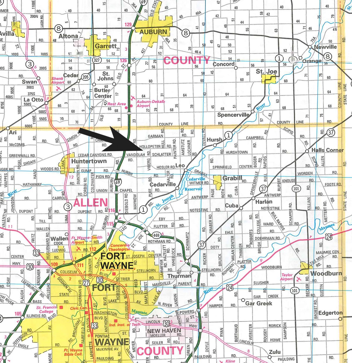 Area map - 2 AUCTIONS - 2 DATES - REAL ESTATE & PERSONAL PROPERTY AUCTION IN ALLEN COUNTY, INDIANA