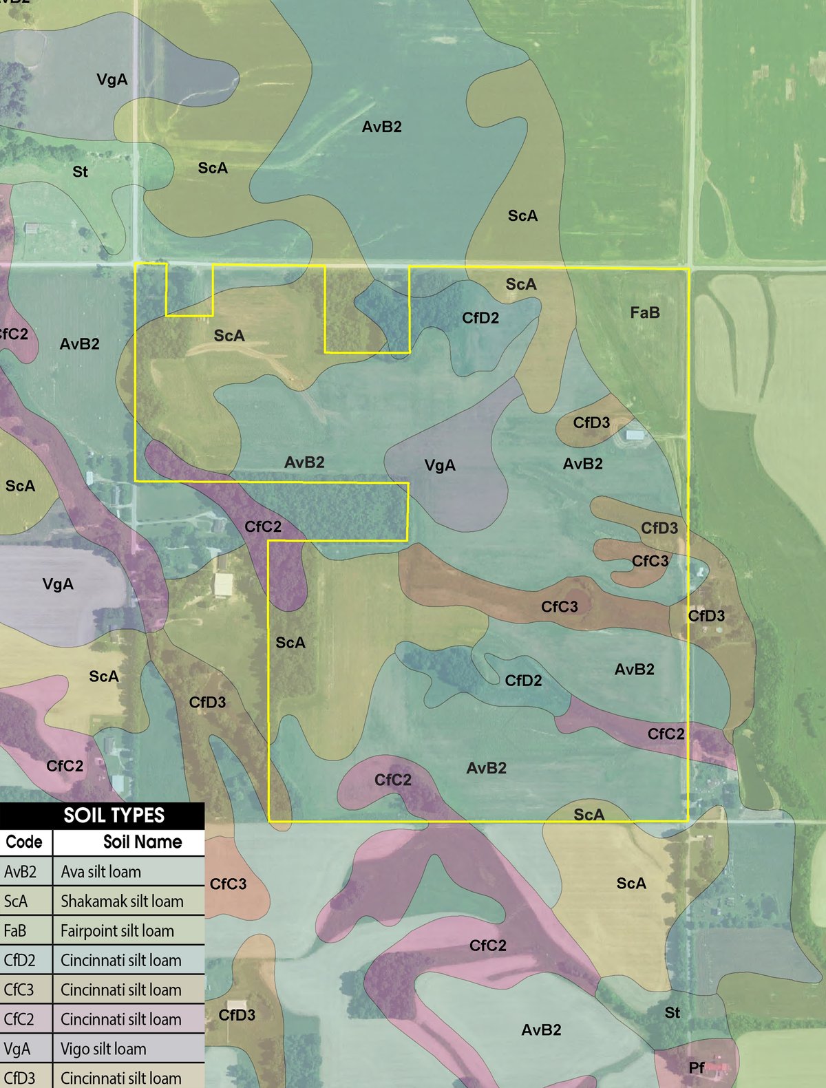 Soil map - REAL ESTATE AUCTION - 126+/- ACRES OFFERED IN 4 TRACTS IN GREENE COUNTY, INDIANA