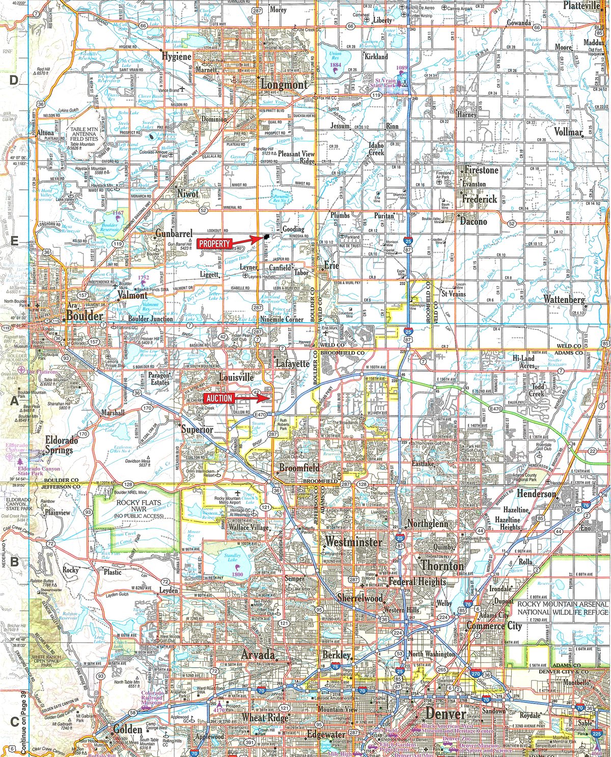 Area map - LAND & WATER RIGHTS AUCTION - 33+/- ACRES & 67 WATER UNITS/SHARES IN 26 TRACTS IN BOULDER COUNTY, CO