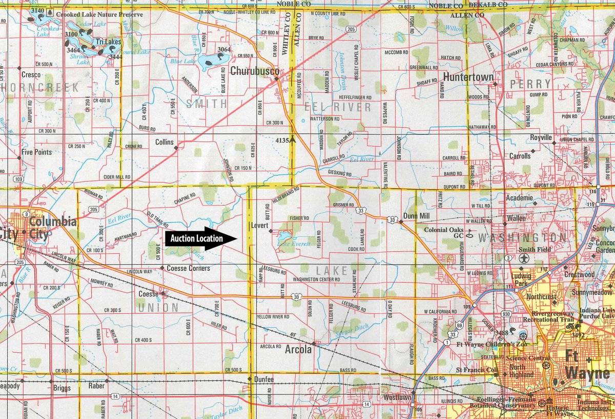 Area map - FARM EQUIPMENT AUCTION IN WHITLEY COUNTY, INDIANA