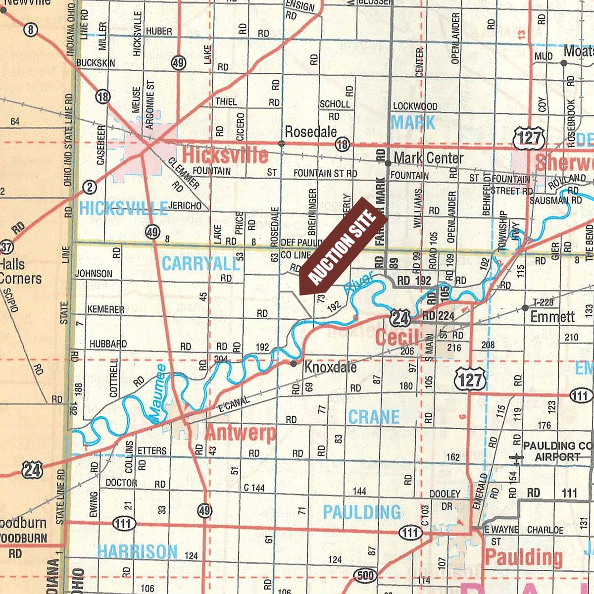 Area map - FARM EQUIPMENT AUCTION IN PAULDING CO., OHIO