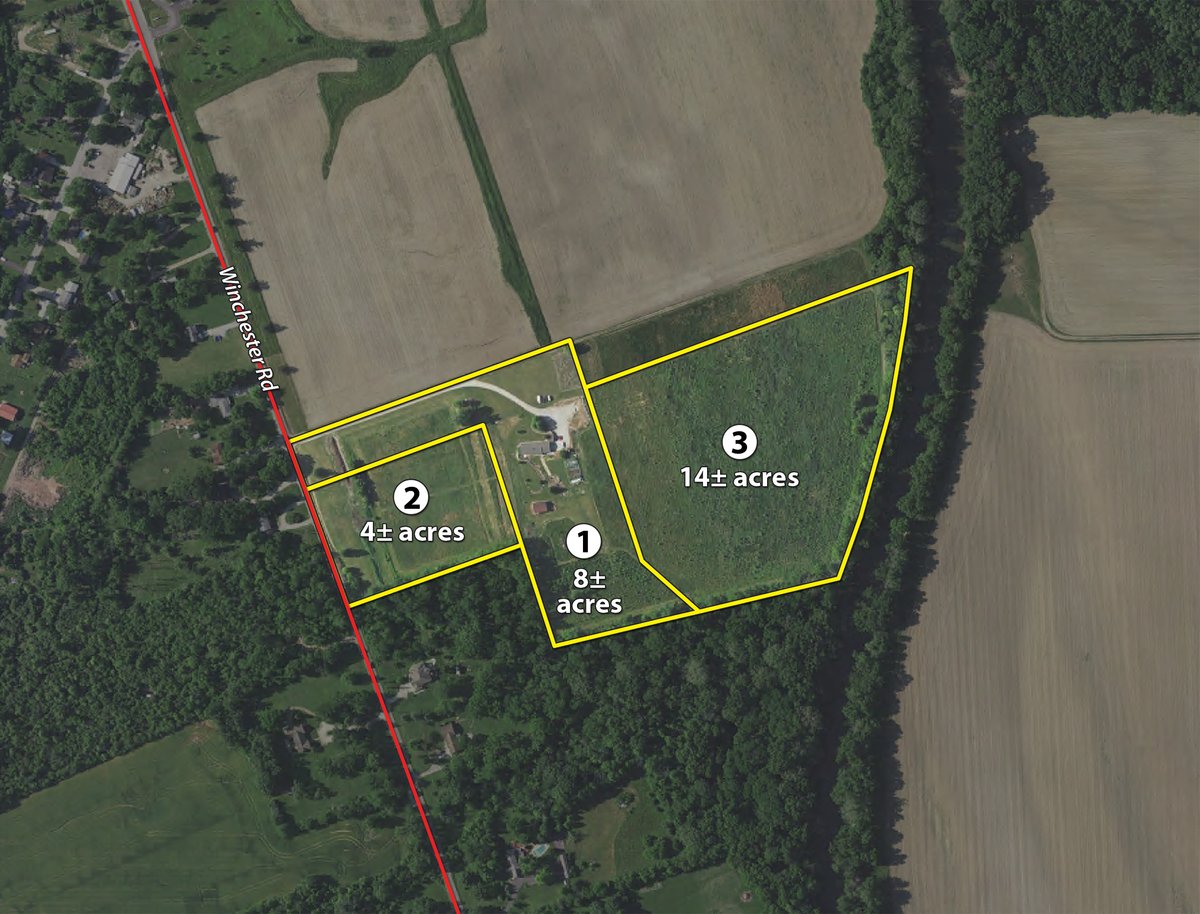 Tract map - REAL ESTATE AUCTION - 26+/- ACRES IN 3 TRACTS IN SOUTHWEST ALLEN COUNTY, INDIANA
