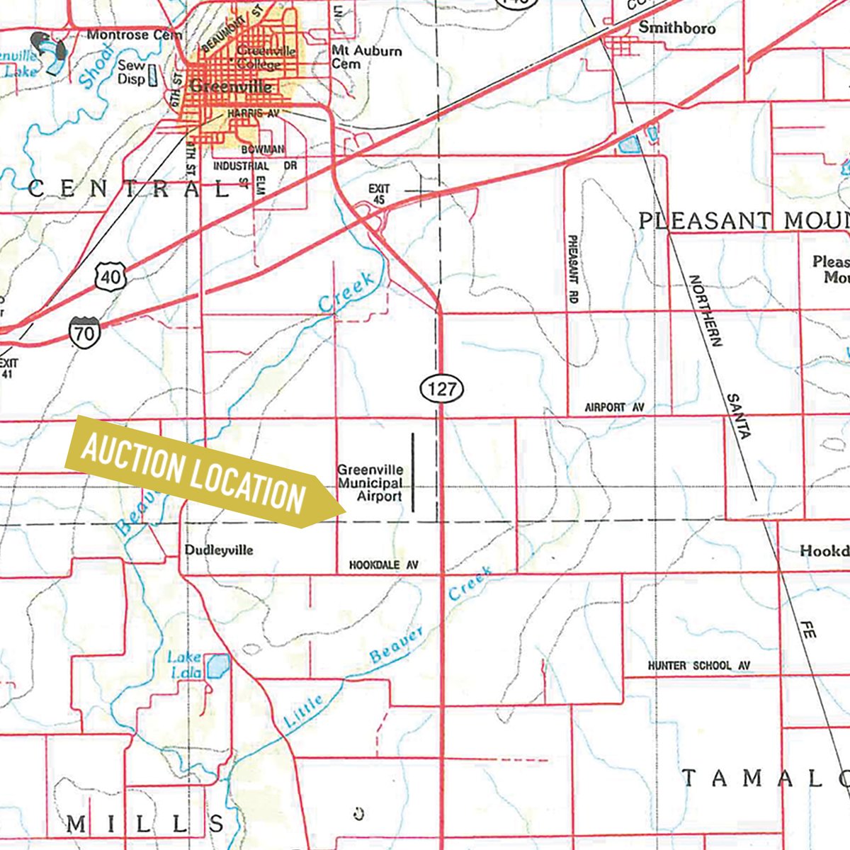Area map - ABSOLUTE FARM EQUIPMENT AUCTION IN BOND COUNTY, ILLINOIS