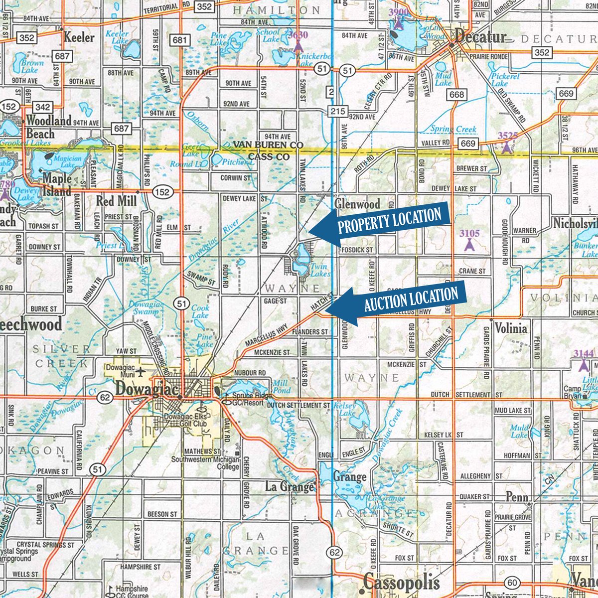 Area map - LAND AUCTION - 87+/- ACRES IN 1 TRACT IN CASS COUNTY, MICHIGAN