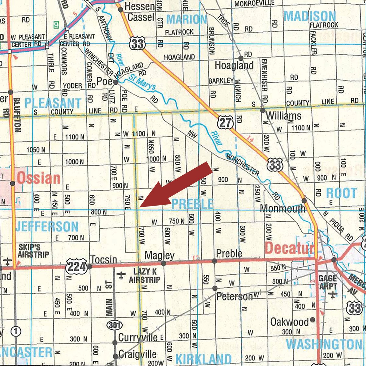 Area map - FARM EQUIPMENT AUCTION IN ADAMS COUNTY, INDIANA