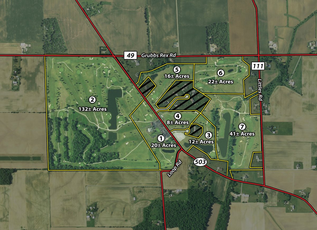 Tract map - MAJOR LAND AUCTION - 251+/- ACRES IN 7 TRACTS - BEECHWOOD GOLF COURSE IN DARKE COUNTY, OHIO