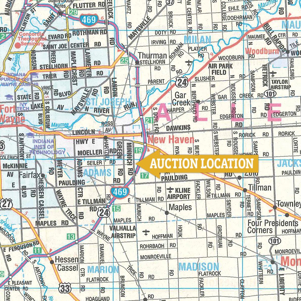 Area map - FARM EQUIPMENT AUCTION IN ALLEN COUNTY, INDIANA