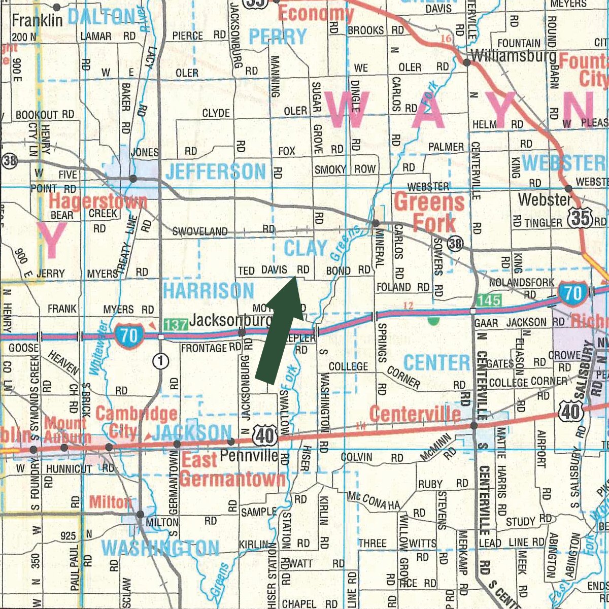 Area map - FARM EQUIPMENT AUCTION IN WAYNE COUNTY, INDIANA