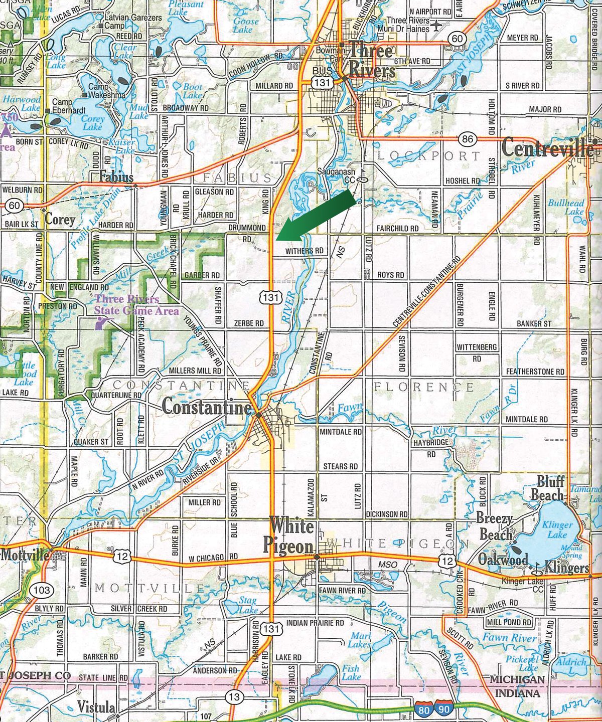Area map - ESTATE AUCTION IN ST. JOSEPH COUNTY, MICHIGAN