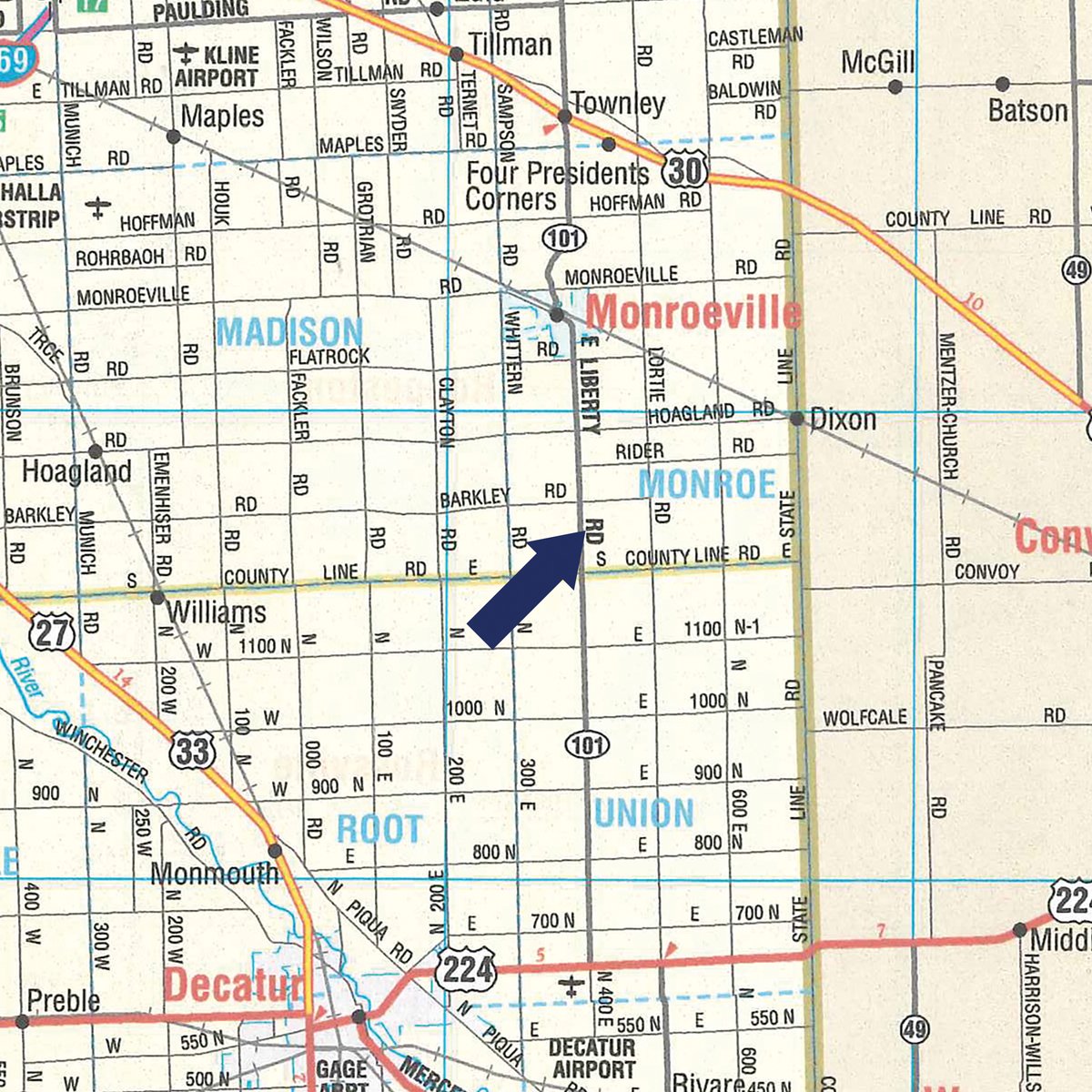 Area map - FARM EQUIPMENT AUCTION IN ALLEN COUNTY, INDIANA