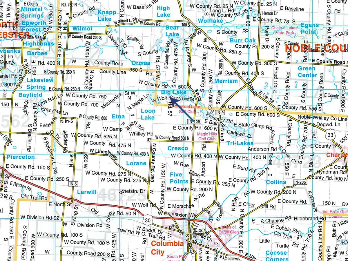 Area map - FARM EQUIPMENT & PERSONAL PROPERTY AUCTION IN WHITLEY COUNTY, INDIANA