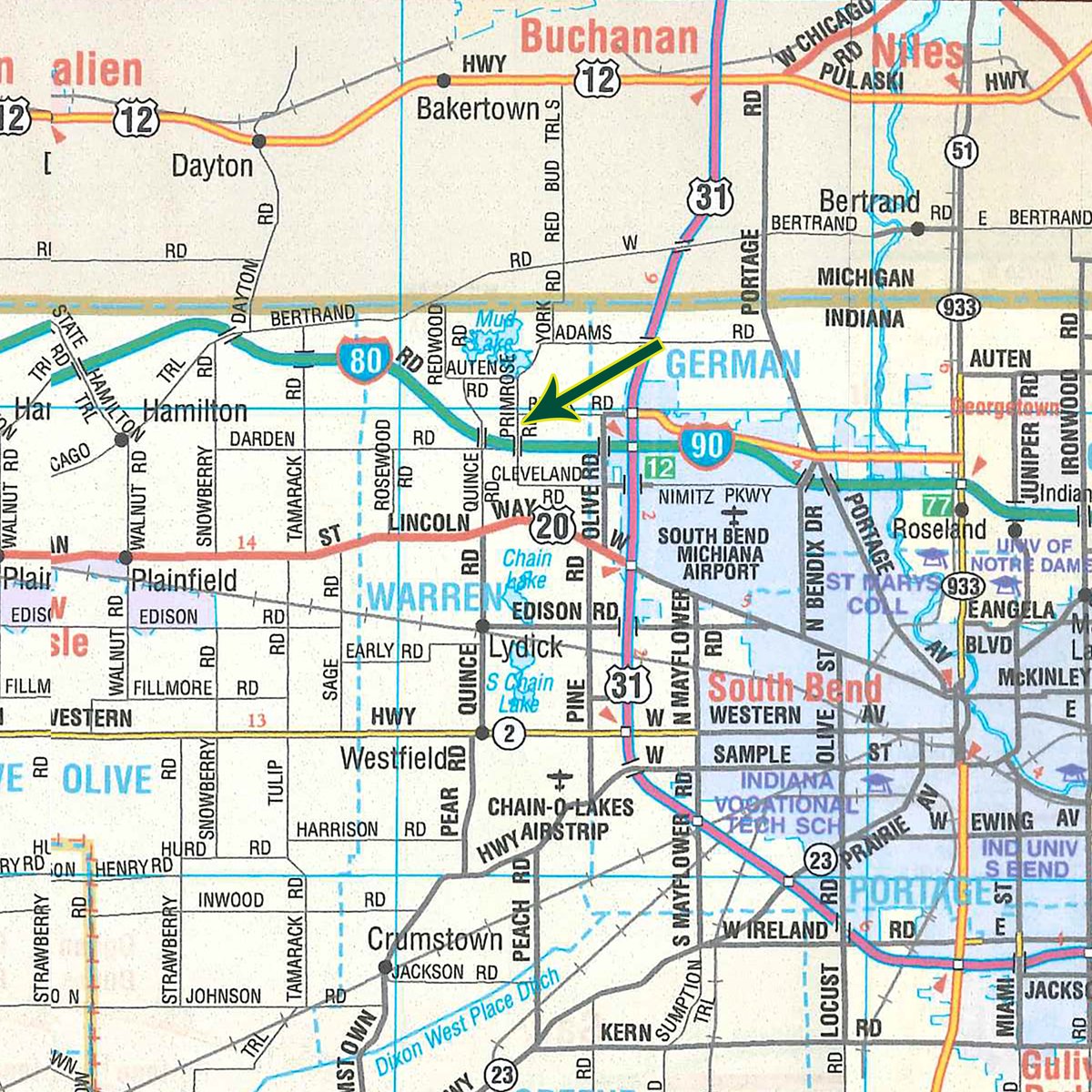 Area map - FARM EQUIPMENT AUCTION IN ST. JOSEPH COUNTY, INDIANA