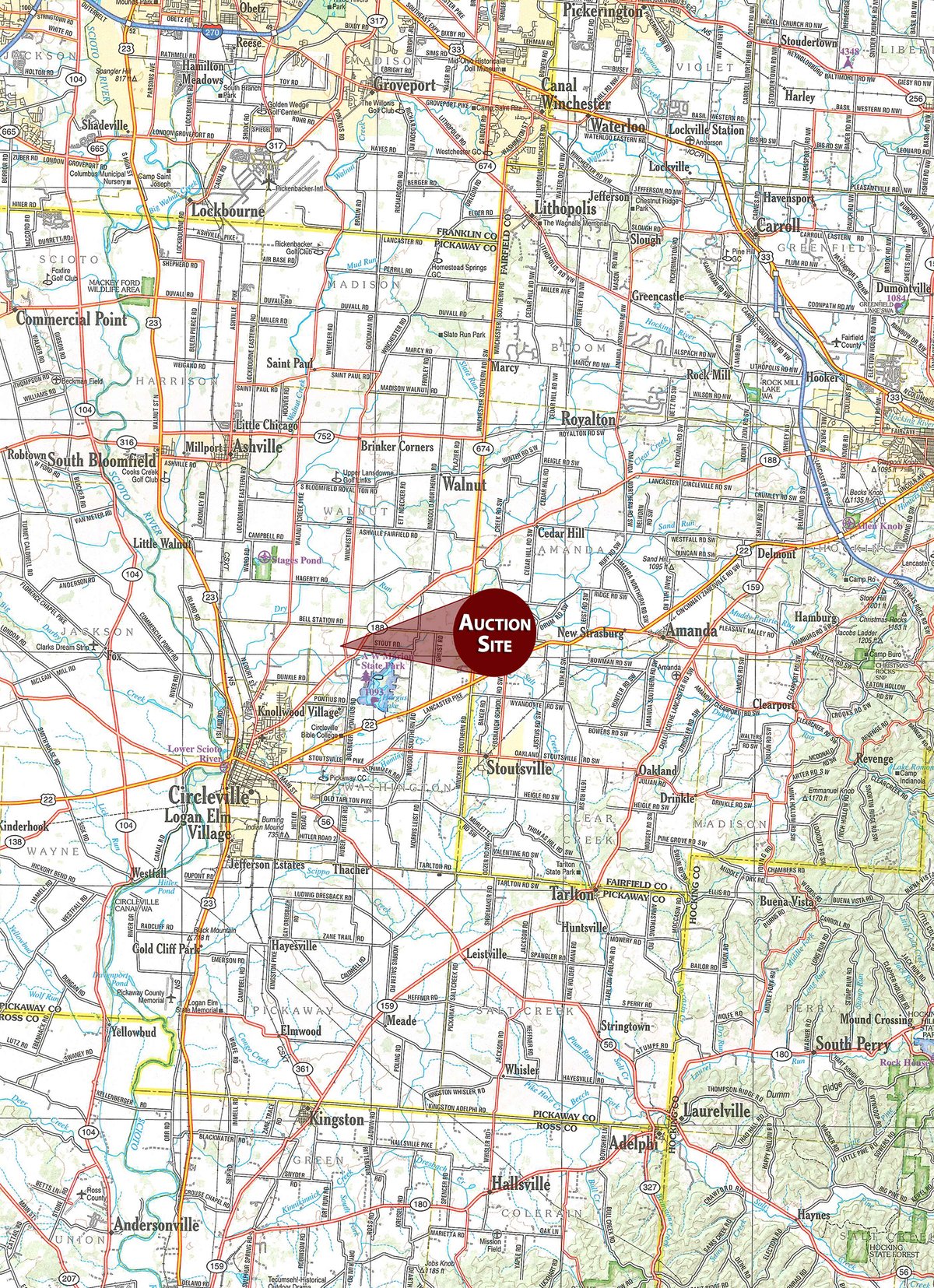 Area map - FARM EQUIPMENT AUCTION IN PICKAWAY COUNTY, OHIO