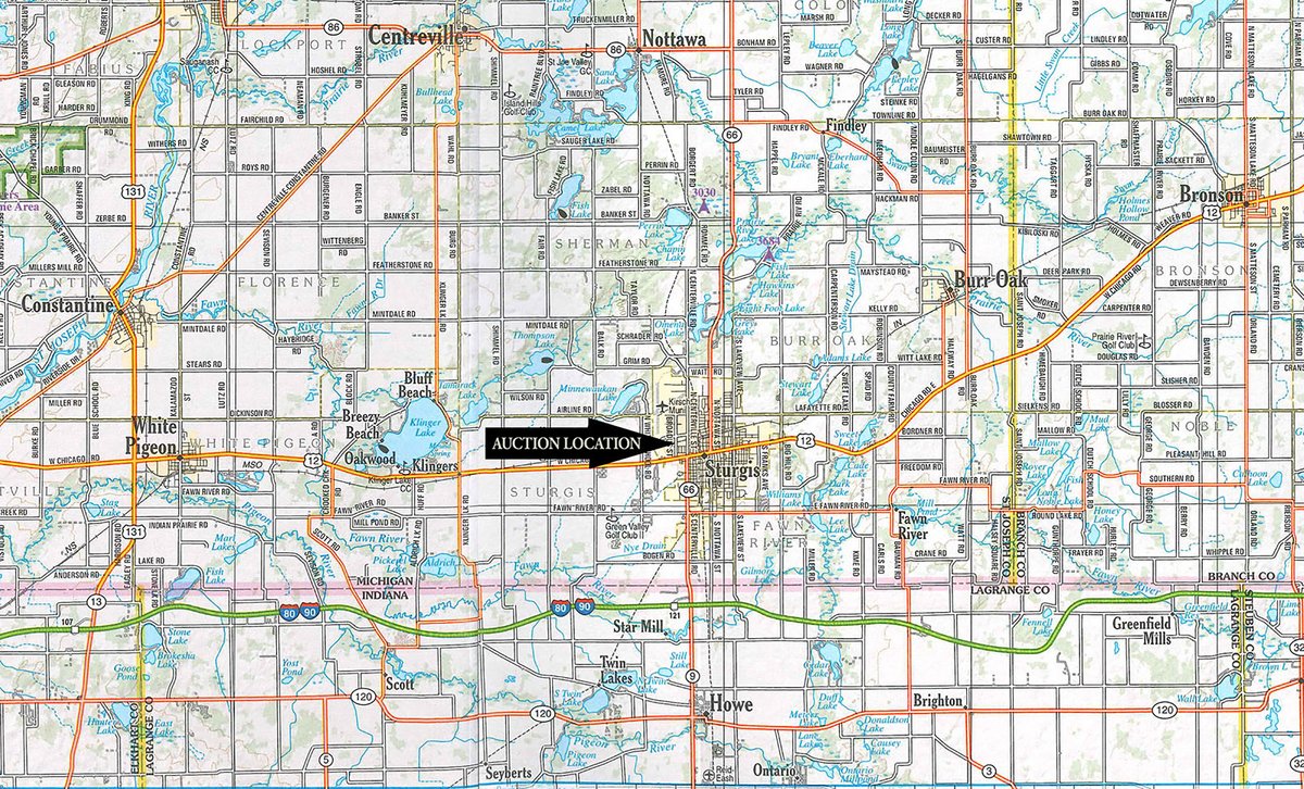 Area map - PLATO FARM EQUIPMENT CONSIGNMENT AUCTION IN ST. JOSEPH COUNTY, MICHIGAN