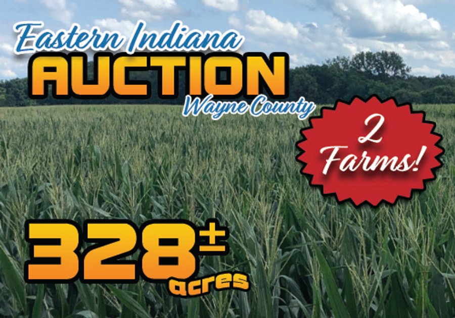 FARMLAND AUCTION - 328+/- ACRES OFFERED IN 5 TRACTS IN WAYNE COUNTY, INDIANA