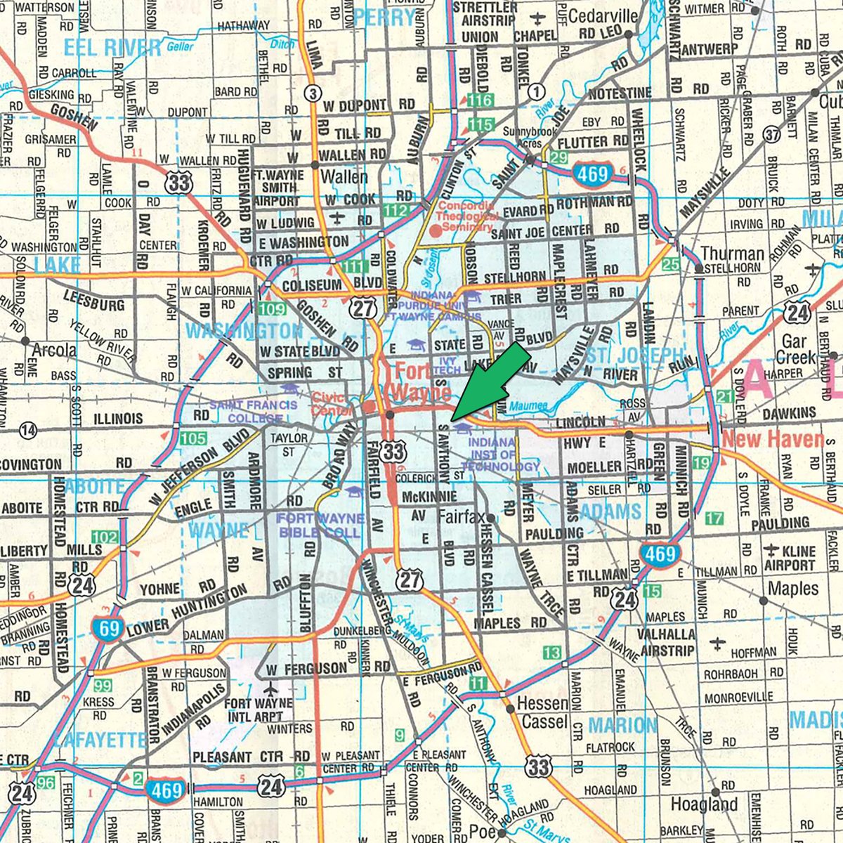 Area map - MAJOR COMMERCIAL EQUIPMENT & TOOL AUCTION IN ALLEN COUNTY, INDIANA