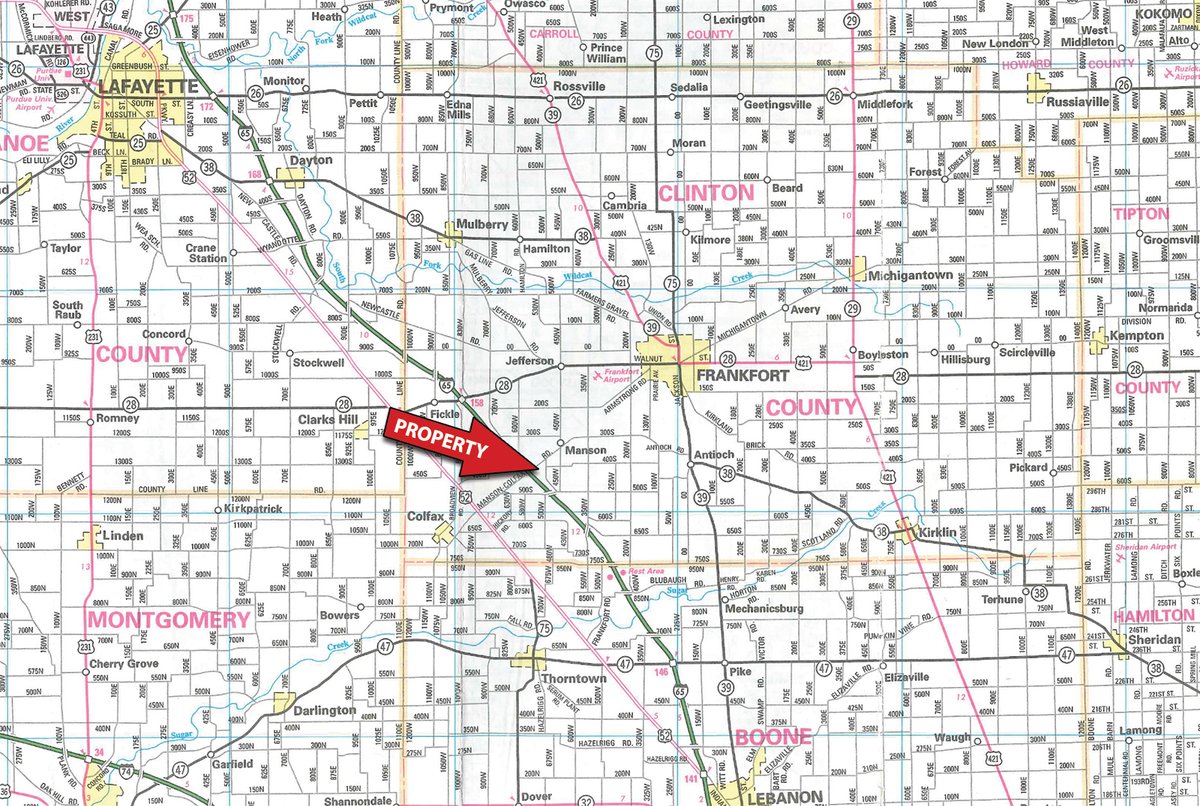Area map - ONLINE ONLY LAND AUCTION - 36.14+/- ACRES OFFERED IN 1 TRACT IN CLINTON COUNTY, INDIANA