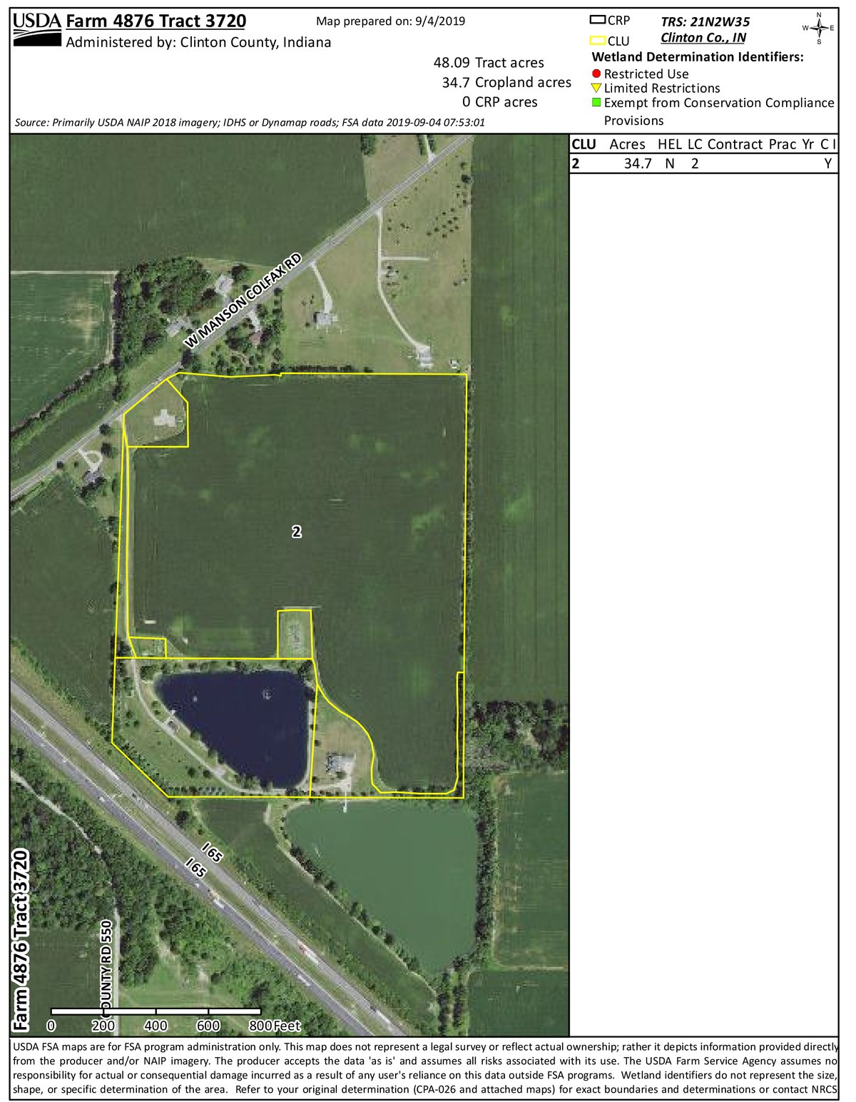 PRODUCER MAP - ONLINE ONLY LAND AUCTION - 36.14+/- ACRES OFFERED IN 1 TRACT IN CLINTON COUNTY, INDIANA