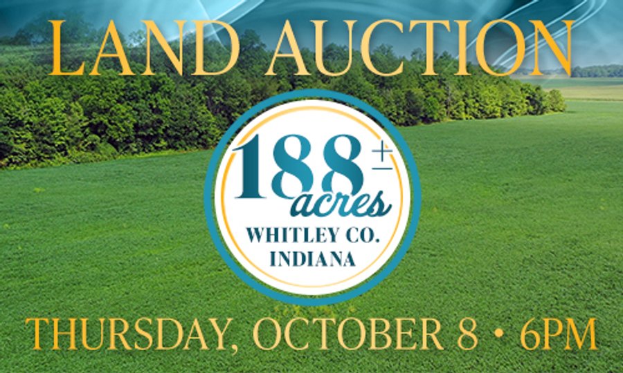 LAND AUCTION - 188+/- ACRES OFFERED IN 9 TRACTS, COMBINATIONS OR AS A WHOLE IN WHITLEY COUNTY, INDIANA