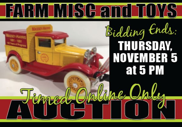 TIMED ONLINE MISCELLANEOUS FARM EQUIPMENT - TOY AND SIGN AUCTION