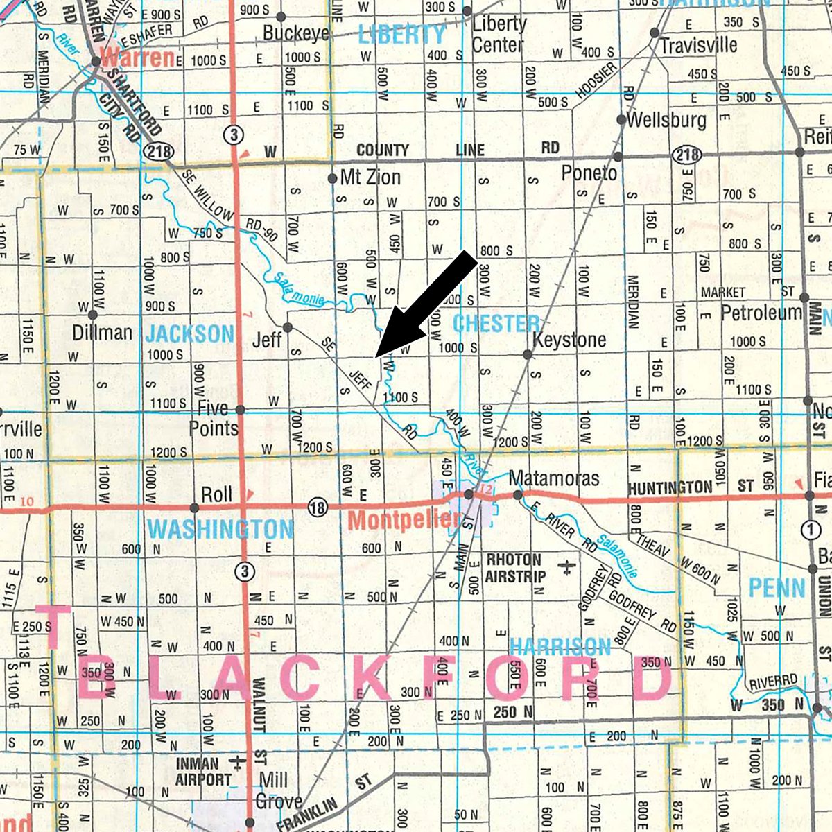 Area map - ONLINE VIRTUAL ONLY - FARM EQUIPMENT AUCTION IN WELLS COUNTY, INDIANA